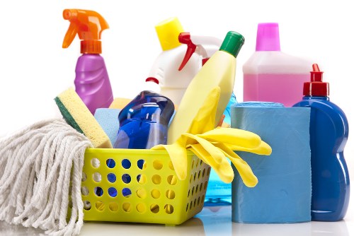Domestic cleaner preparing a kitchen in Lambeth property