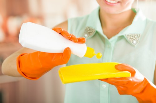 Carpet cleaner wearing PPE while working in Lambeth